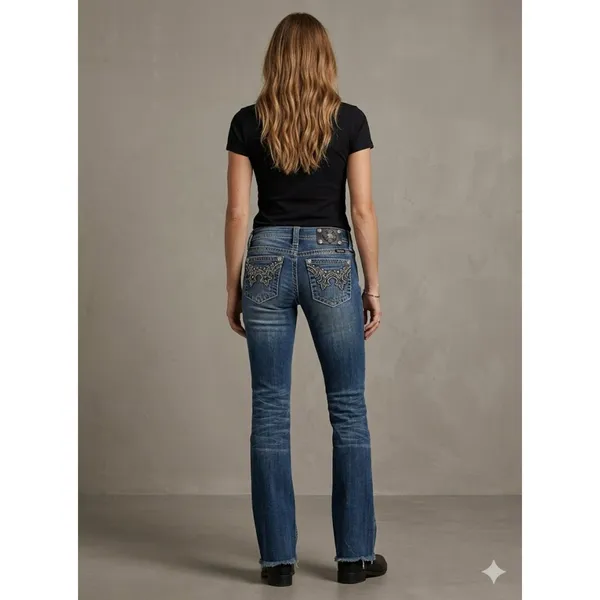 Miss Me JW5307B7 Low Rise Bootcut Jeans Y2K Western Rhinestone Embellished Sz 30 - Image 13