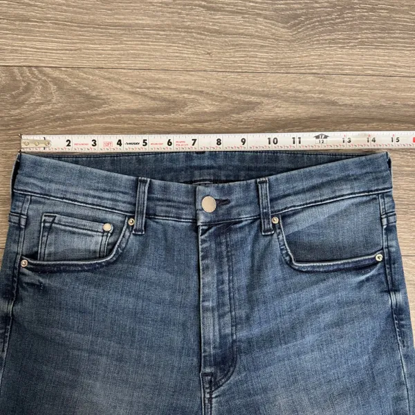 HM & Denim Women Jeans 29x30 High‎ Waist Mini Flare Medium Wash Blue Cotton Boho - Image 8