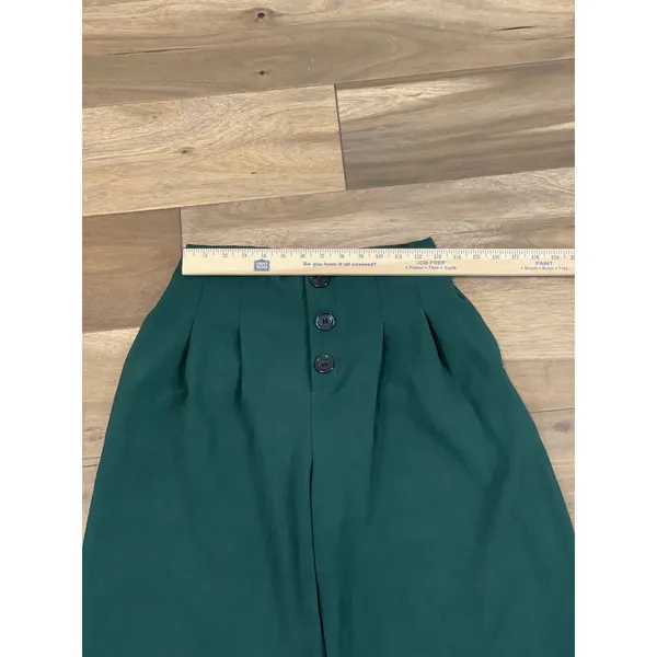 Jealous Tomato Green High Waist Wide Leg Pants Front Button Detail Pleated Sz L - Image 4