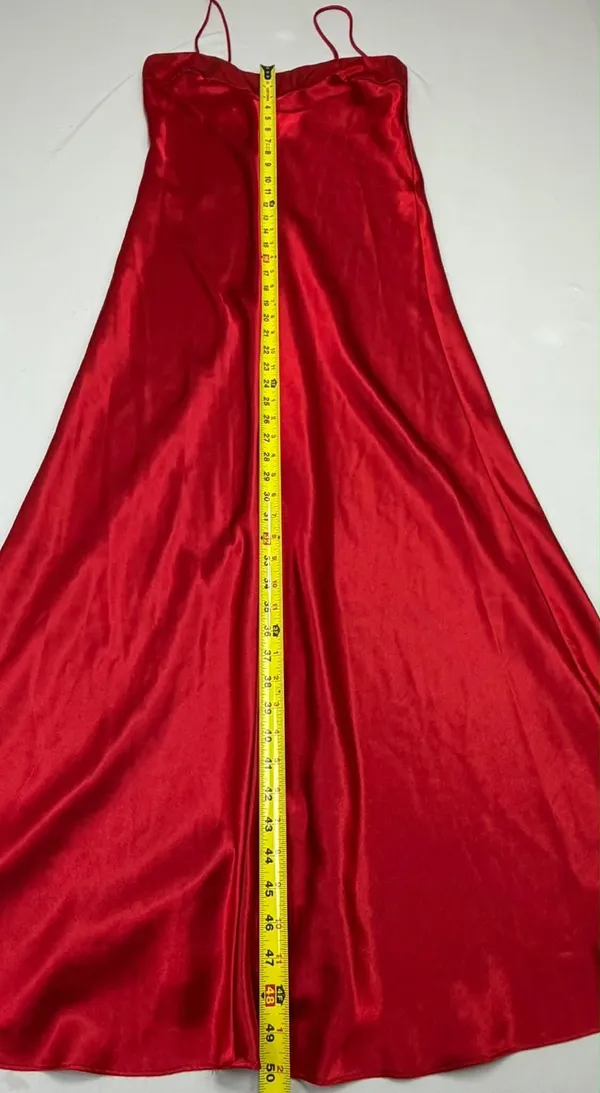 Private Moments Vintage Red Satin Maxi Slip Nightgown Dress - Image 9