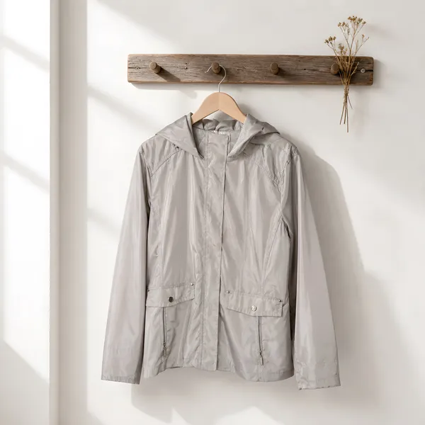 Weatherproof Beige Utility Jacket with Hood - Image 2
