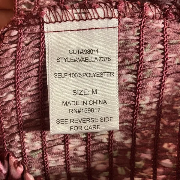 Altar’d State Vaella Smocked Floral Top in Burgundy Long Sleeve‎ Cropped medium - Image 14