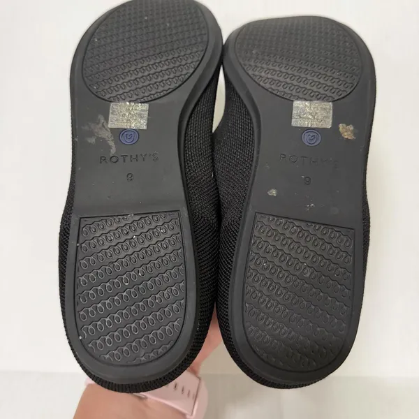 Rothys The Flat Ballet Flat Shoes Womens Size 9 Black Knit Slip On Comfort - Image 7