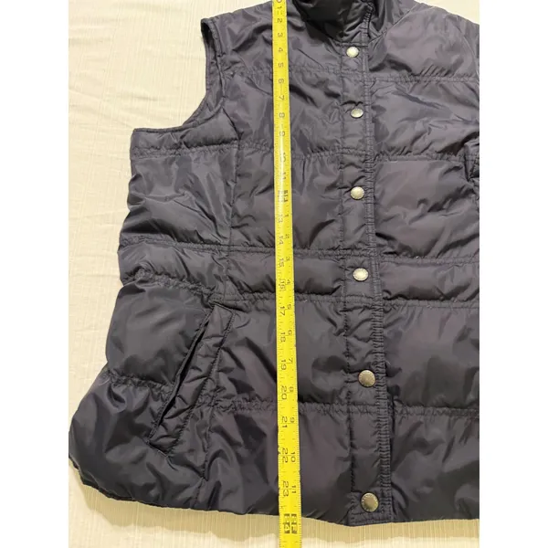 Lands End Womens Navy Blue Down Puffer Vest Snap Front‎ Quilted Size M 10-12 - Image 2