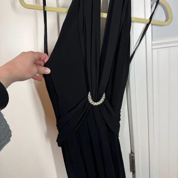 Cache Vintage Women's 90's‎ Black Evening Gown Dress Halter Style Size 4 - Image 2