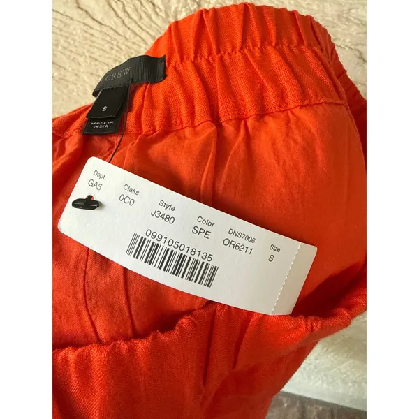 J.Crew Red Orange Linen Pull On Skirt with Pockets J3480 Women Size Small NEW - Image 4
