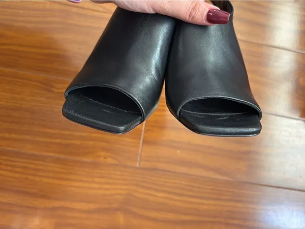 Vince Black Leather Hook and Loop Block Heels - Image 5