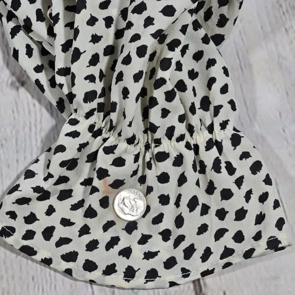 PrettyLittleThing Black Dalmatian Print Smocked Waist Tie Front Mini‎ Dress 6 - Image 6