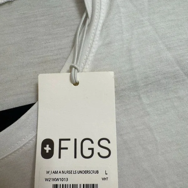 FIGS I am a nurse White Black Graphic Long Sleeve Underscrub Shirt Large NWT - Image 6