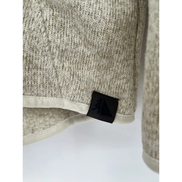 LL BEAN Sweater Fleece Jacket Womens Medium Beige Oatmeal Full Zip 279684 - Image 2
