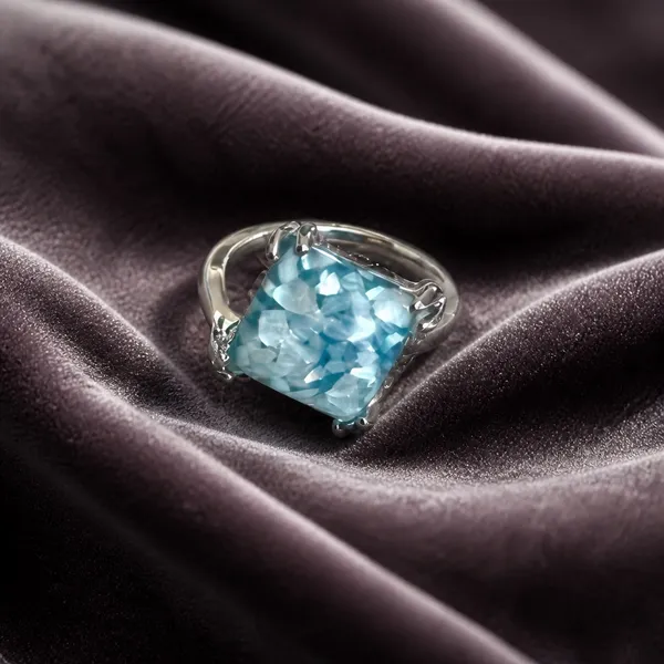 & Other Stories Gorgeous Stainless Steel Silver w/ Gorgeous Frosted Blue/W Color Gemstone Size 6 - Image 2