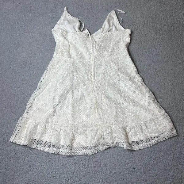 Speechless Dress Juniors XL Cream Lace Ruffled Spaghetti‎ Strap Mini NEW - Image 4