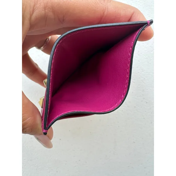 NWOT Authentic Valentino Garavani Hot Pink Rockstud Leather Card Holder Wallet - Image 4
