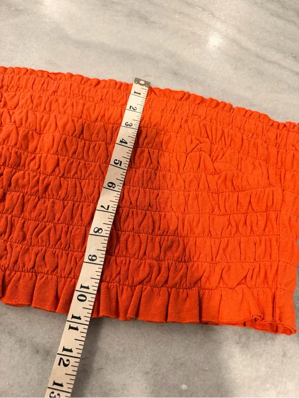 NWOT Free People Beach Size L Orange Smocked Linen Blend Strapless Tube Top - Image 6