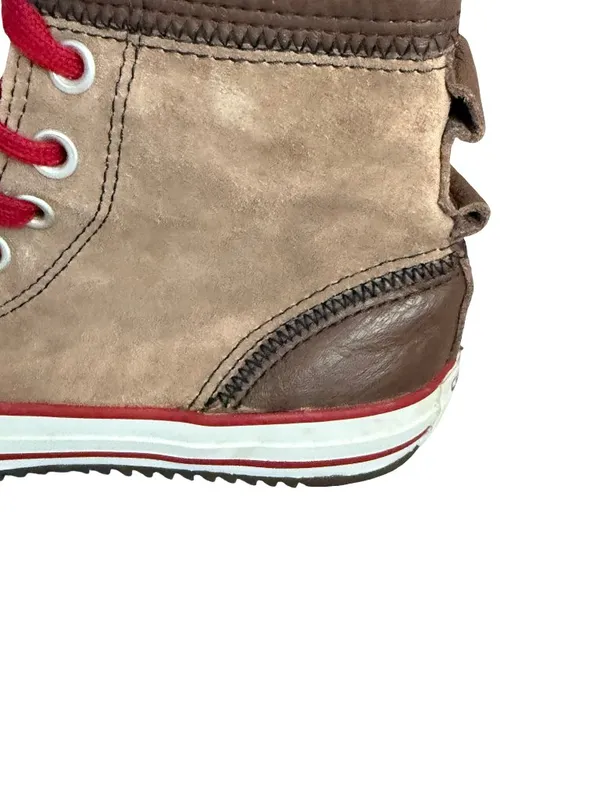 Converse All Star Tan Brown Canvas Leather High Sneaker Boot Lace Size 7 Women's - Image 7