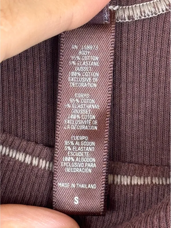 SKIMS Cotton Rib Bodysuit Chocolate Brown Scoop Neck Thong Size S - Image 5