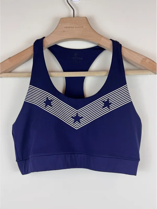 SoulCycle Stars & Stripes Navy White Racerback Sports Bra Women’s M Activewear - Image 3