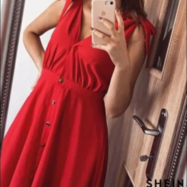 ✨HP✨Tie Strap Plunging Button Up Skater Dress✨ - Image 6