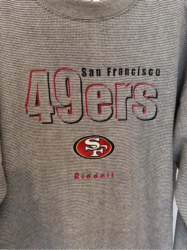 Riddell San Francisco 49ers Houndstooth Crewneck Sweatshirt NFL Gray Black White - Image 6