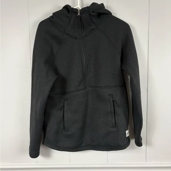 The North Face Black Crescent Hooded Half Zip Fleece Lined Pullover Medium - Image 3