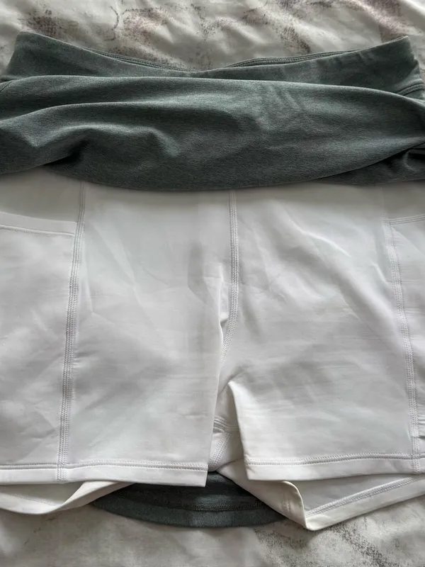 EleVen by Venus Williams Gray Wrap-Style Circle Skirt with white shorts, size M - Image 6