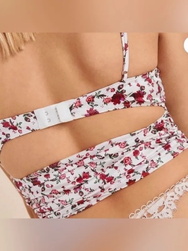 For Love & Lemons Melrose Floral Lace-Trim Bustier Top - Image 3