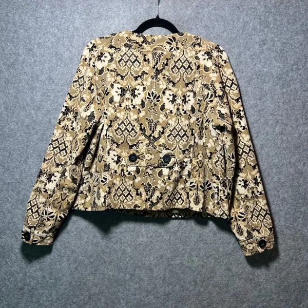 Charter Club Tan Black Paisley Corduroy Button Up Jacket‎ Size M Tapestry Damask - Image 7