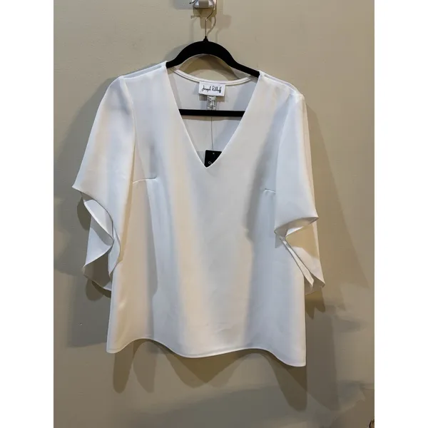 Joseph Ribkoff Short Bell Sleeve blouse White‎ Size 4 Minimalist Capsule - Image 2