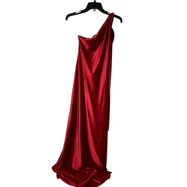 Oh Polly Adelina Asymmetric Tie Back Maxi Gown Dress in Cherry Red Size M New - Image 5