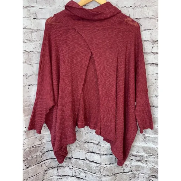 Free People Beach Cowl Neck Split Back Coverup Shirt Ribbed‎ Sz S Swim Coastal - Image 3