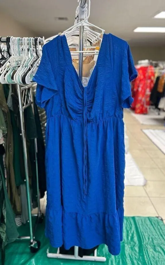 NEW Short Sleeve Sweetheart Neck Ruffle Tiered Midi Dress 3X - Image 4