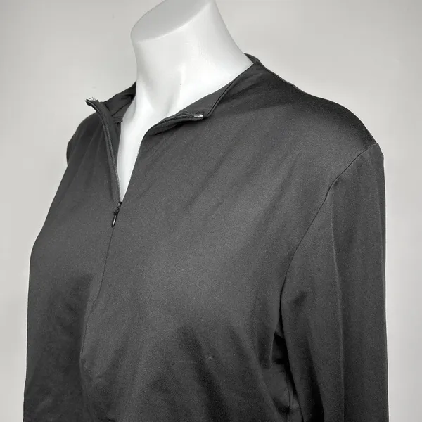Women's Black Half Zip Long Sleeve Cropped Activewear Athletic Pullover Top XL - Image 4
