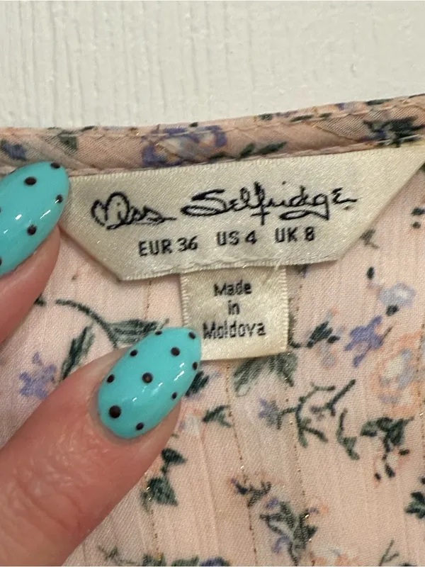 Miss Selfridge Pink Floral‎ Puff-Sleeve Tiered Mini Dress - Image 3