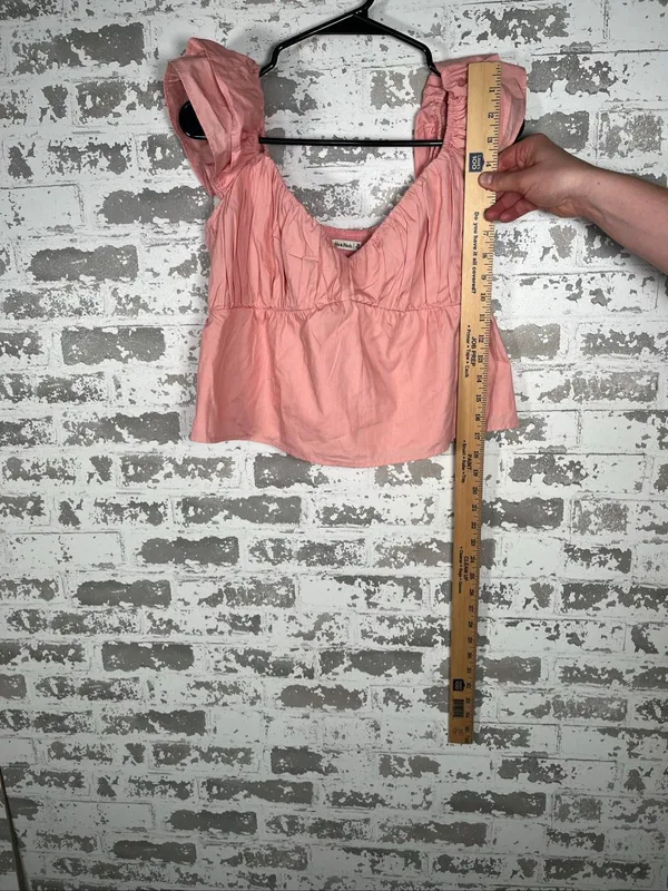 Abercrombie & Fitch | women pink vneck cap sleeve crop blouse - Image 6