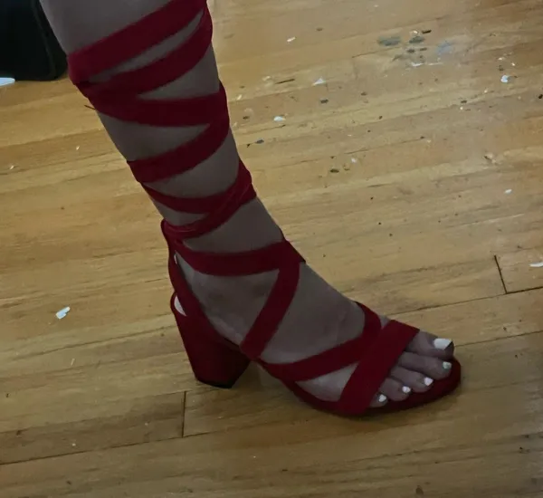 Shein Red Wrap Heels - Image 2