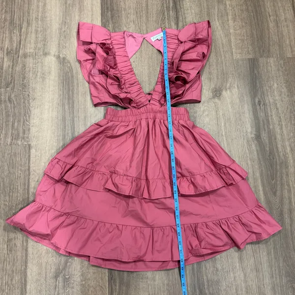 Runway Scout Womens Ruffled Cut Out Backless Rose Pink Mini Dress Size XS Cotton - Image 10