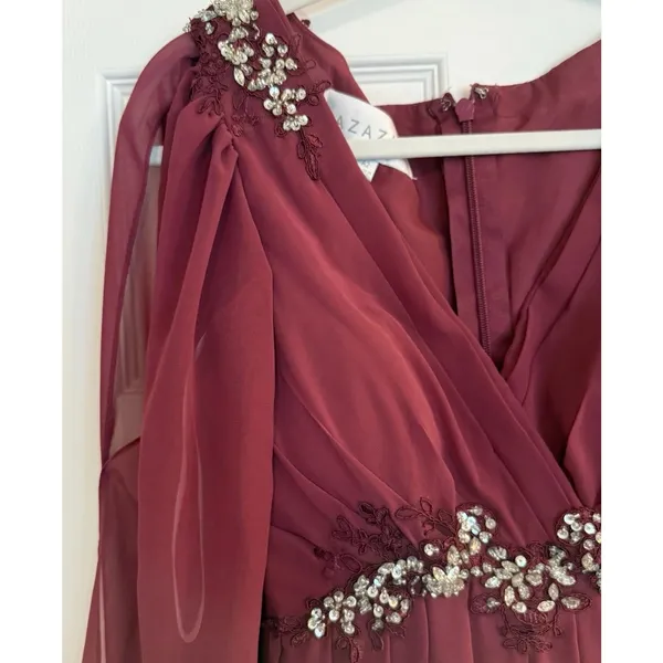 Azazie Gypsy‎ Dress Sz A2 Burgundy Maxi Formal Mother Bride Wedding Bridesmaid - Image 4