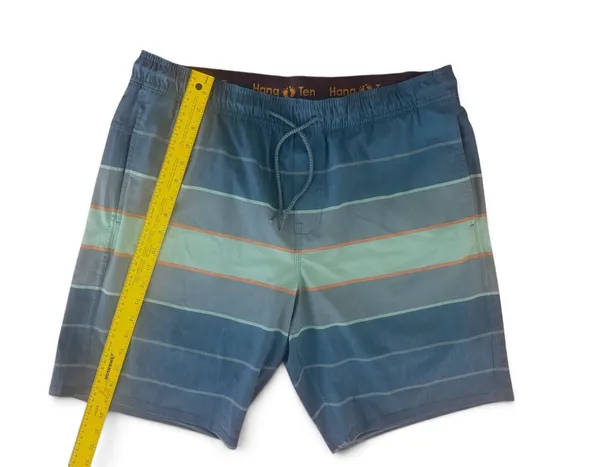 Hang Ten Men’s XL Striped Swim Trunks Board Shorts Compression Liner Blue Gray - Image 6