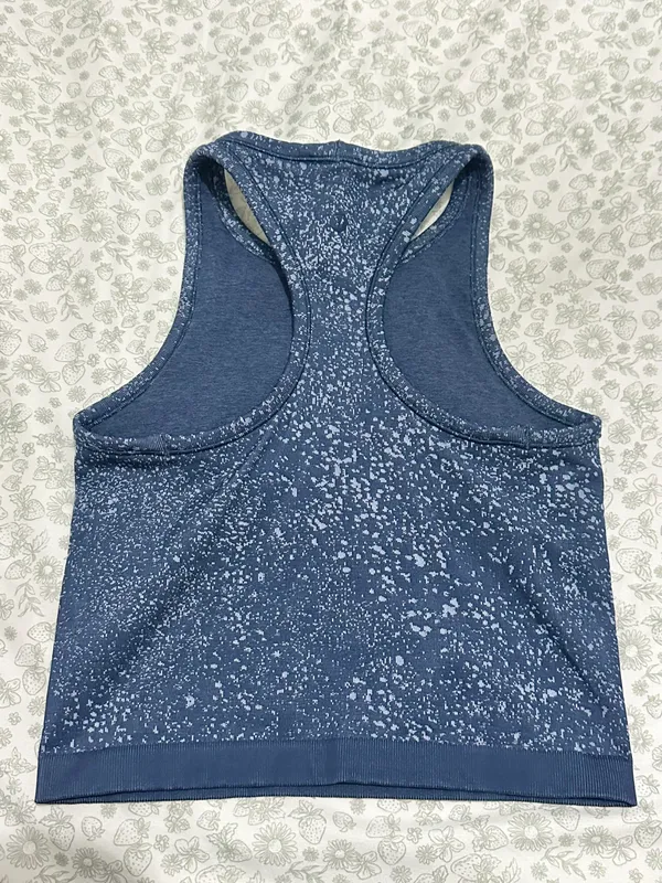 Ebb to Street Cropped Racerback Tank Top Distorted Noise Mineral Blue - Image 2