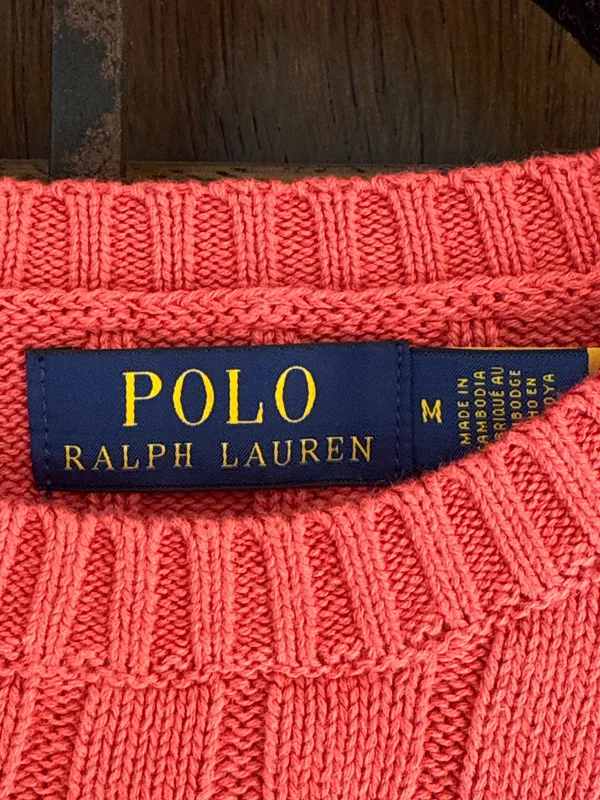 Ralph Lauren Dark Coral Cable-Knit Pullover Sweater Size M - Image 3