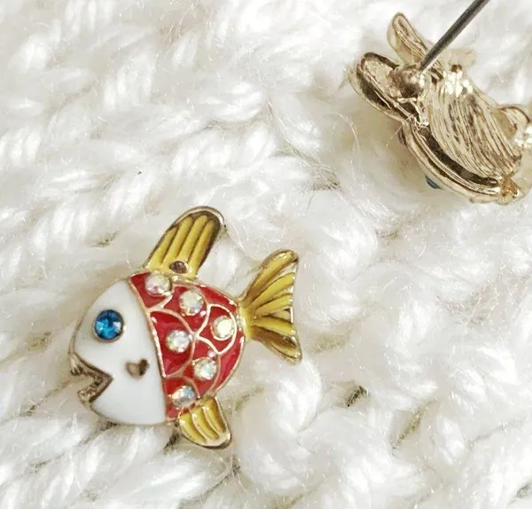 Icing MERMAIDMERCHANT Boutique Nautical Jeweled Fish Enameled Stud Earrings - Image 7