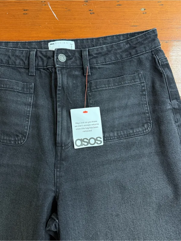 NWT ASOS Tall High Waist Wide Leg Jeans Front Patch Pockets Sz 32 🧡🍄 - Image 5