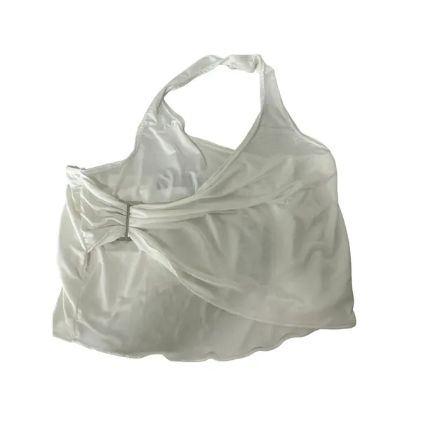 PrettyLittleThing Womens‎ 10 White Slinky Buckle Detail Halter Top CNA0410 NWT - Image 2