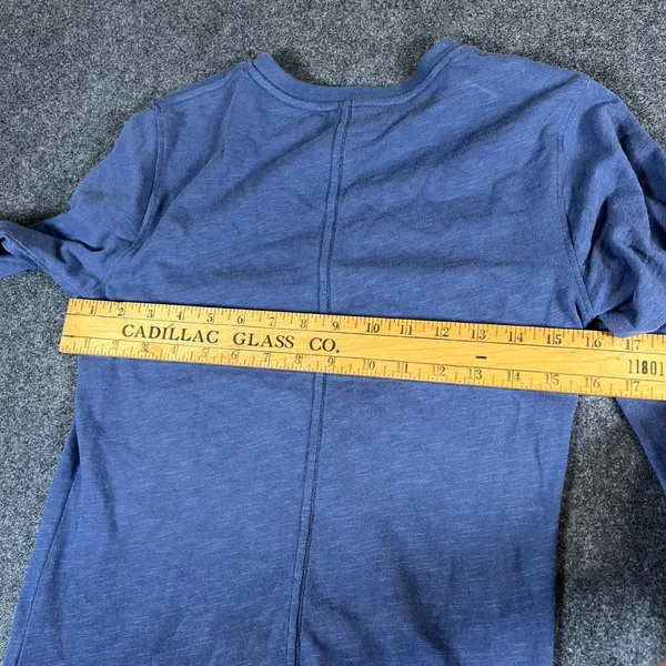 Quince Women Blue Organic Cotton Slub Long Sleeve Crew Neck Tee XS Vertical Seam - Image 8