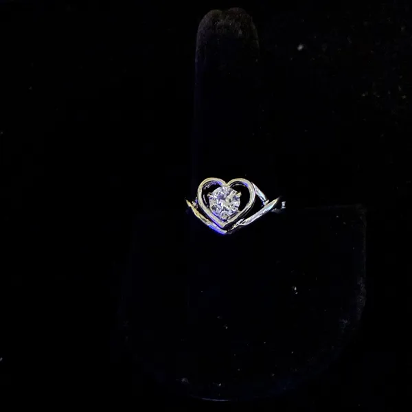 Silver tone Heart Ring size 9 - Image 3