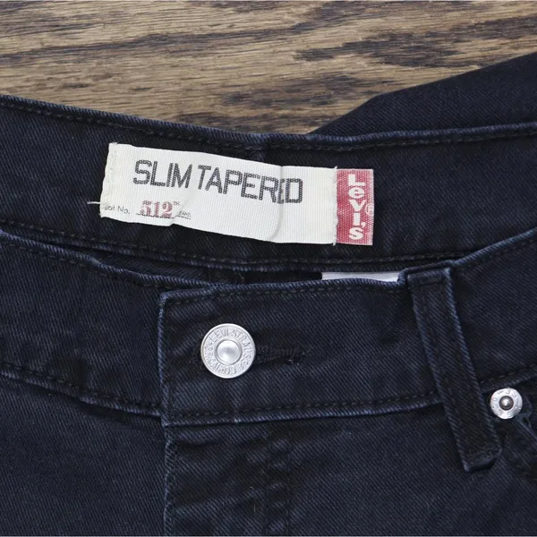 Levi's Womens Vintage Y2K 512 Slim Fit Tapered Leg Jeans Black Wash 14M - Image 4