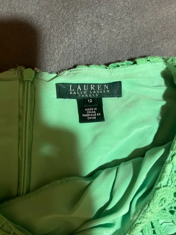 Lauren Ralph Lauren Green Floral Lace Sheath Dress Size 12 - Image 5