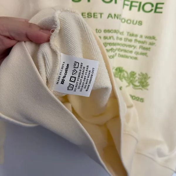 Openhouse Out of Office Cream Hoodie Sweatshirt Medium - Image 6