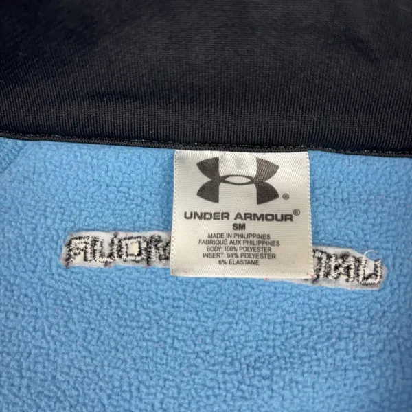 Under Armour Sweatshirt Womens Small Blue Black 1/4 Zip Fleece Pullover Pockets - Image 3
