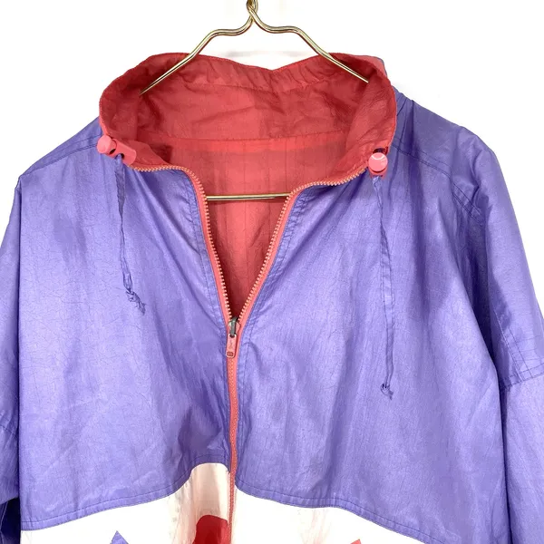 Vintage 90s Reversible Windbreaker Jacket Pink Purple Colorblock Large - Image 10